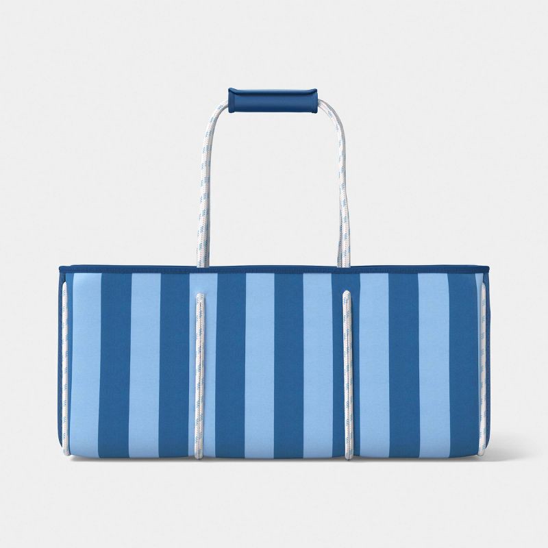 slide 1 of 5, XL Beach Bag Blue Stripe - Sun Squad™, 1 ct