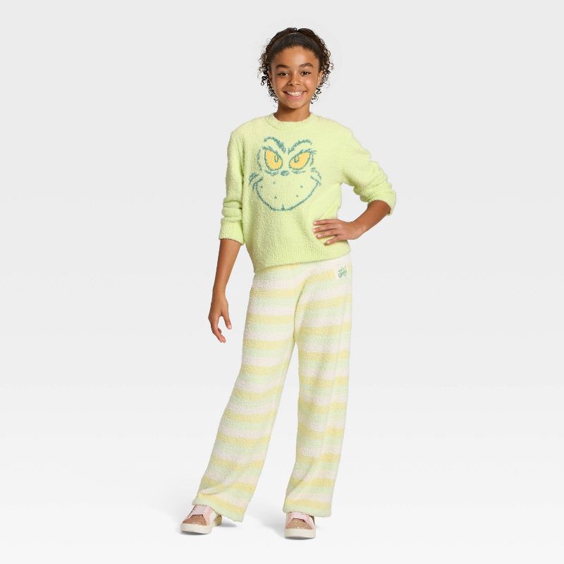 slide 4 of 4, Girls' Dr. Suess The Grinch Cozy Boucle Sweater - Light Green L, 1 ct