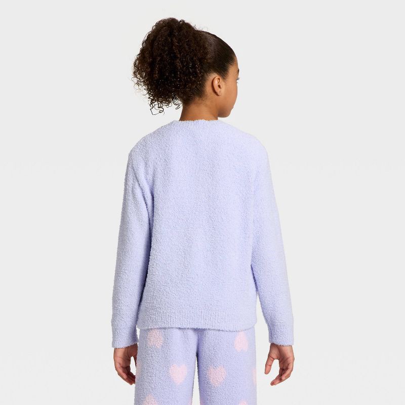 slide 3 of 4, Girls' Disney Stitch Boucle Pullover Sweater - Light Blue XS, 1 ct