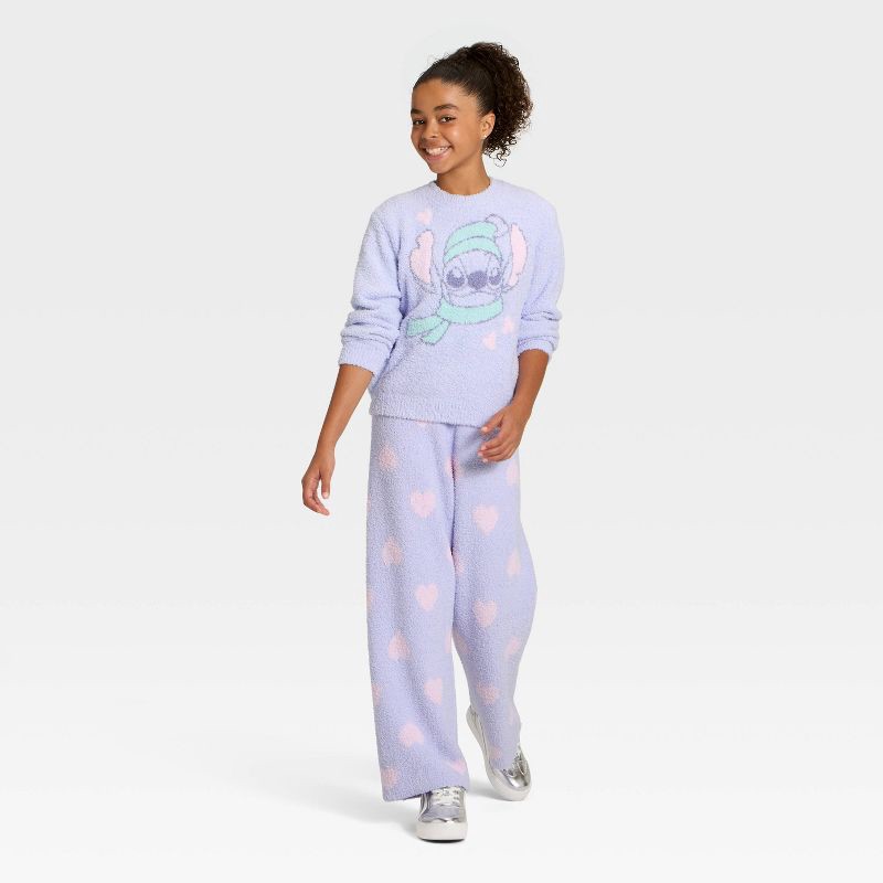 slide 4 of 4, Girls' Disney Stitch Boucle Pullover Sweater - Light Blue XL, 1 ct