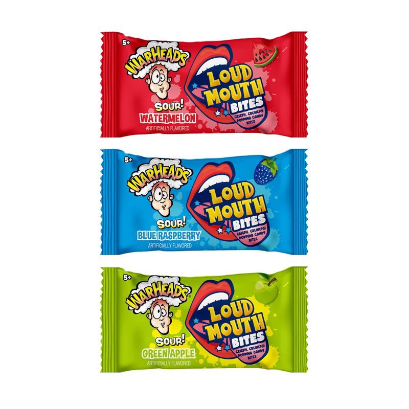 slide 3 of 3, WARHEADS XM Loud Mouth Christmas Candies Peg Bag - 0.84oz/4pk, 0.84 oz, 4 ct