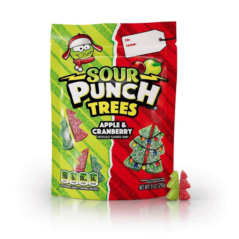 slide 2 of 6, Sour Punch Christmas Trees Candy Stocking Stuffers - 9oz, 9 oz