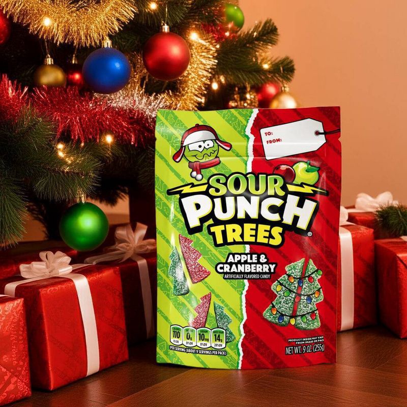 slide 4 of 6, Sour Punch Christmas Trees Candy Stocking Stuffers - 9oz, 9 oz