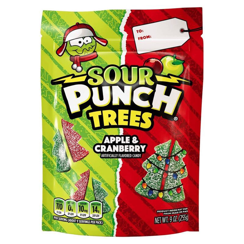 slide 1 of 6, Sour Punch Christmas Trees Candy Stocking Stuffers - 9oz, 9 oz
