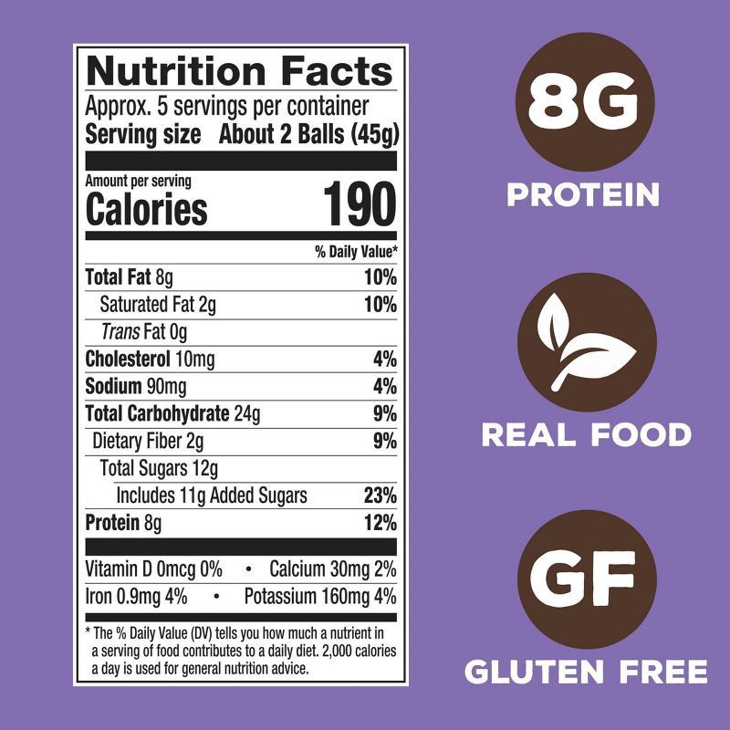 slide 3 of 5, simplyFUEL Chocolate Chip Cookie Dough Whey Protein Balls - 8g Protein - 8oz/10ct, 8 oz