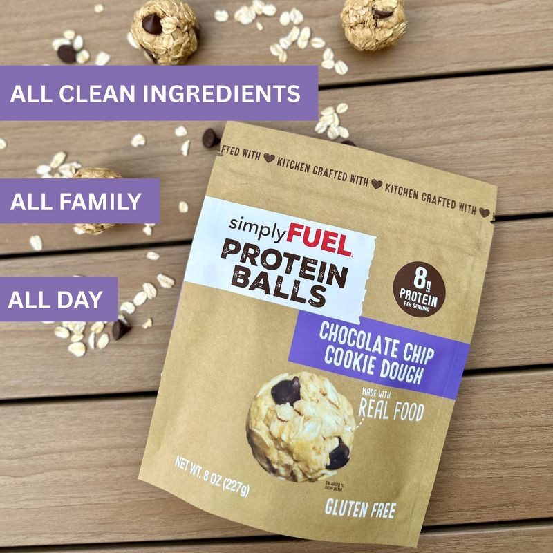slide 5 of 5, simplyFUEL Chocolate Chip Cookie Dough Whey Protein Balls - 8g Protein - 8oz/10ct, 8 oz