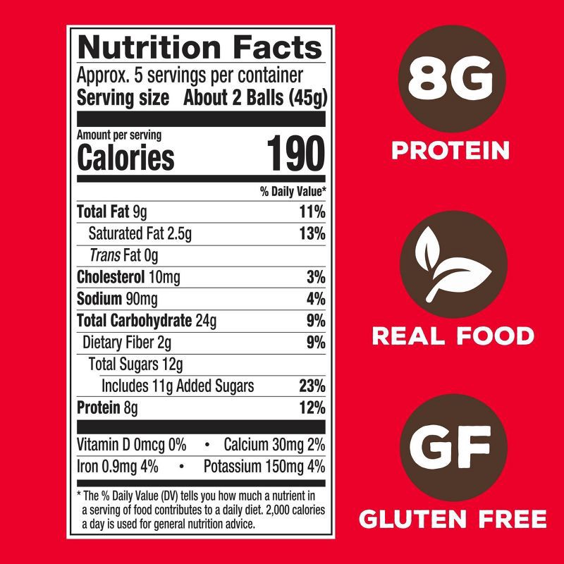 slide 3 of 5, simplyFUEL Chocolate Coconut Peanut Butter Whey Protein Balls - 8g Protein - 8oz/10ct, 8 gram, 8 oz, 10 ct