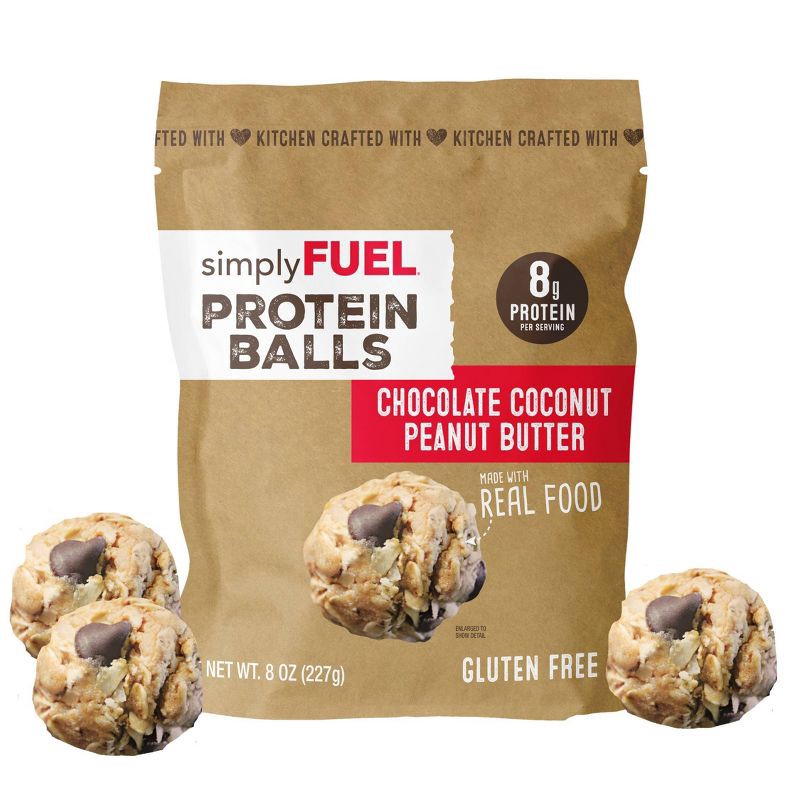 slide 1 of 5, simplyFUEL Chocolate Coconut Peanut Butter Whey Protein Balls - 8g Protein - 8oz/10ct, 8 gram, 8 oz, 10 ct