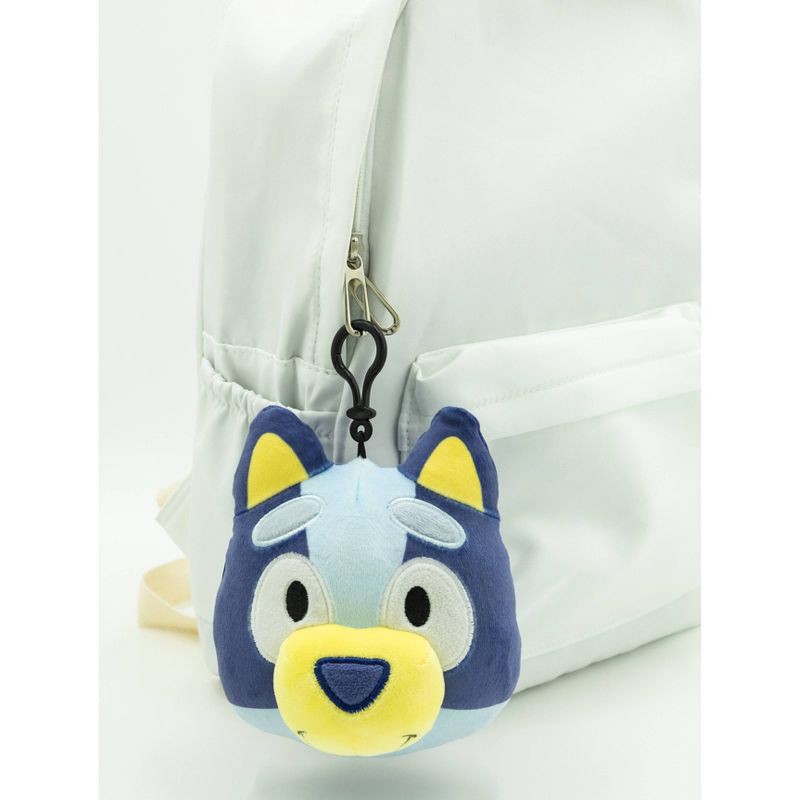 slide 4 of 5, Bluey Face Plush Keychain - Blue, 1 ct