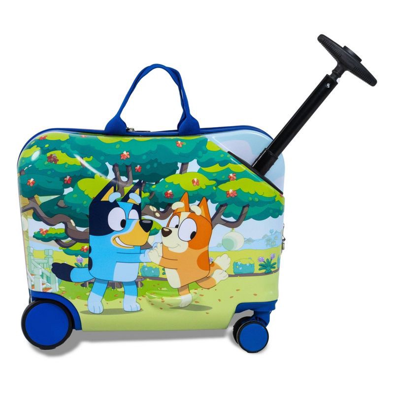 slide 2 of 8, Bluey Checked Hardside Ride on Luggage - Bluey, 1 ct