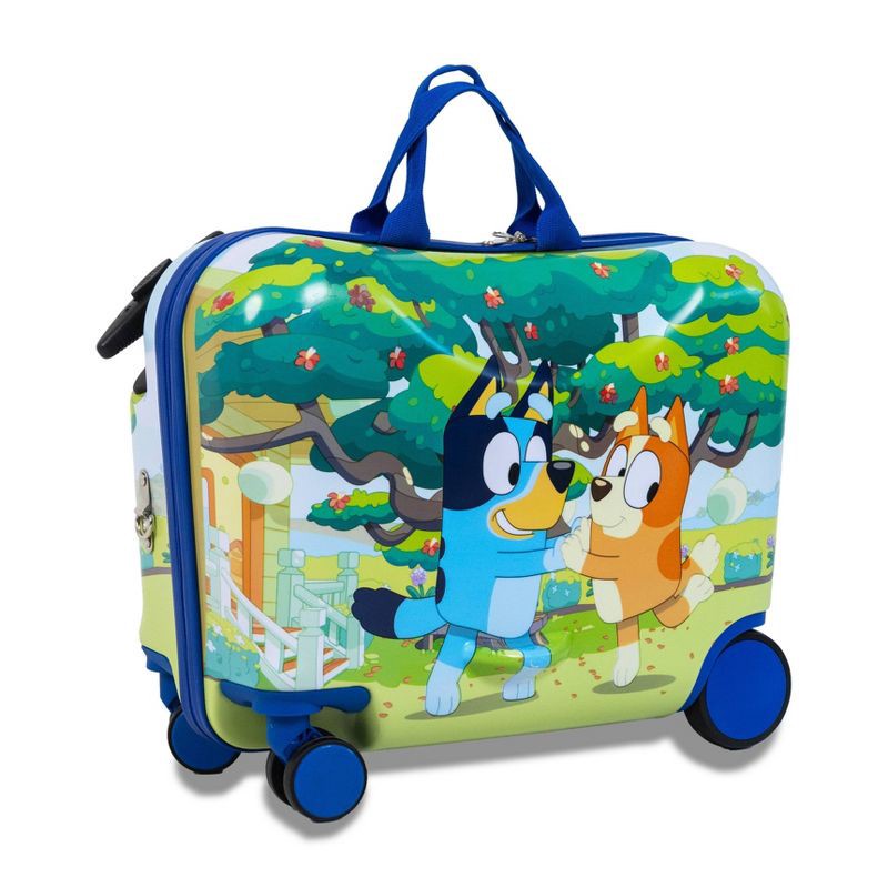 slide 5 of 8, Bluey Checked Hardside Ride on Luggage - Bluey, 1 ct