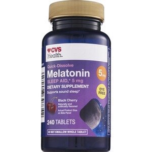 slide 1 of 1, CVS Health Dye Free Melatonin 5 Mg Quick-Dissolve Tablets, Black Cherry, 240 Ct, 1 ct