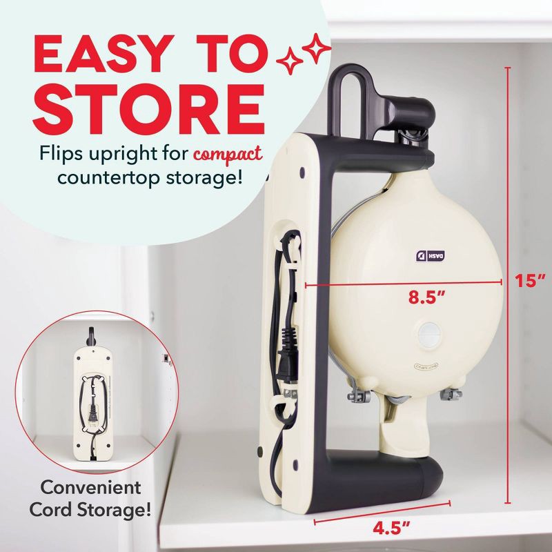 slide 4 of 5, Dash Nonstick Ceramic Flip Belgian Style Waffle Maker Cream, 1 ct