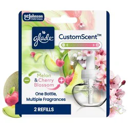 Glade Custom Scent Oil Diffuser Customizable Home Fragrance Plug In Refills - Melon + Cherry Blossom - 1.34 fl oz/2pk