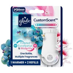 Glade Custom Scent Oil Diffuser Customizable Home Fragrance Plug In Starter Kit - Frosted Eucalyptus + Waterlily - 1.34 fl oz/2pk