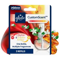 Glade Custom Scent Oil Diffuser Customizable Home Fragrance Plug In Refills - Leather + Golden Amber - 1.34 fl oz/2pk