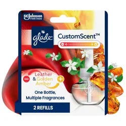 Glade Custom Scent Oil Diffuser Customizable Home Fragrance Plug In Refills - Leather + Golden Amber - 1.34 fl oz/2pk