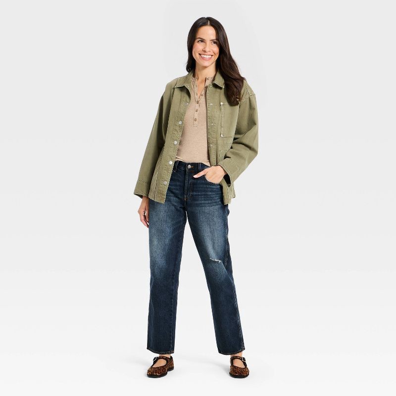 slide 3 of 5, Women's Mid-Rise Boyfriend Jeans - Universal Thread™ Dark Blue 10, 1 ct