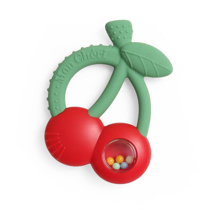 slide 1 of 8, Itzy Ritzy Bitzy Shake Silicone Baby Teether with Rattle - Cherries, 1 ct