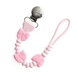 Itzy Ritzy Beaded Pacifier Clip - Bows: Silicone, BPA-Free