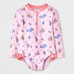 Disney Baby Girls' Pooh One Piece Rash Guard - Light Pink 9M