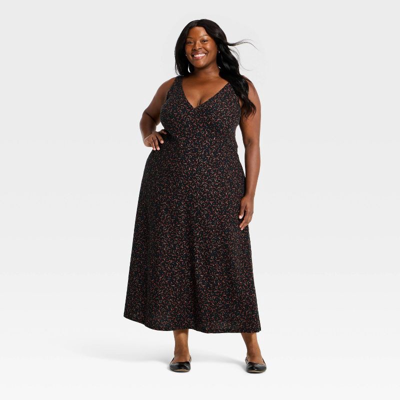 slide 3 of 3, Women's Maxi A-Line Dress - Universal Thread™ Black Abstract XXL, 1 ct