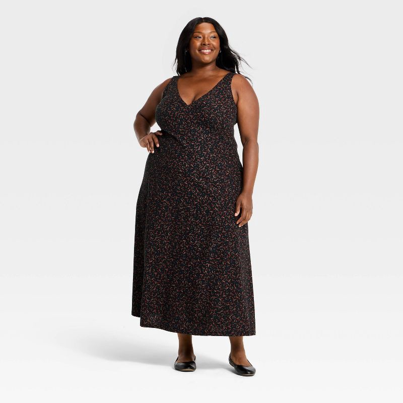 slide 1 of 3, Women's Maxi A-Line Dress - Universal Thread™ Black Abstract XXL, 1 ct