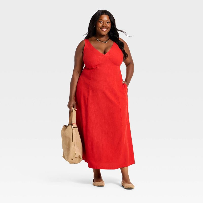 slide 3 of 3, Women's Maxi A-Line Dress - Universal Thread™ Red XXL, 1 ct