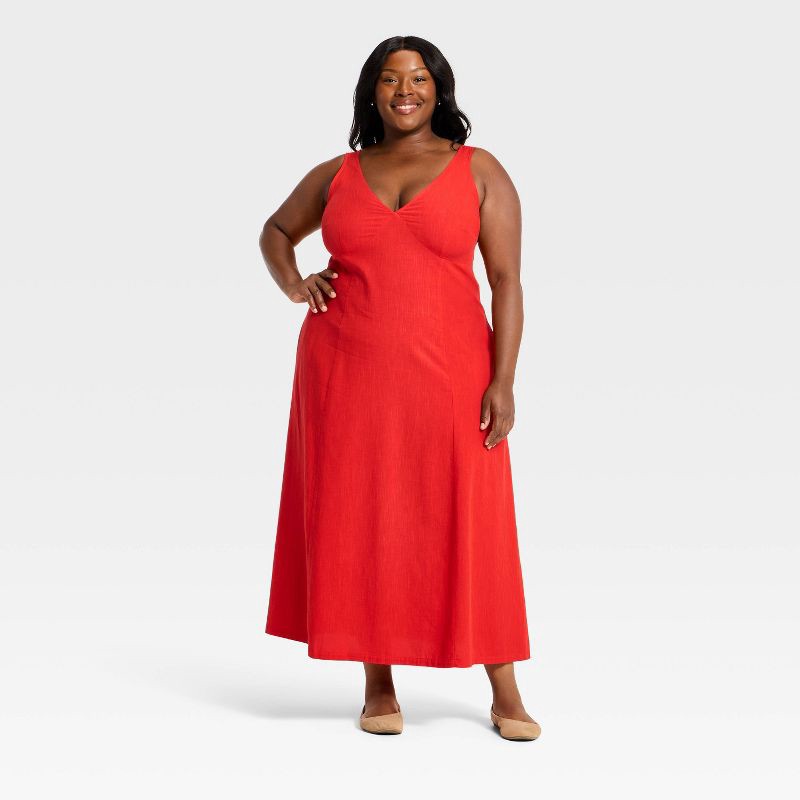 slide 1 of 3, Women's Maxi A-Line Dress - Universal Thread™ Red XXL, 1 ct