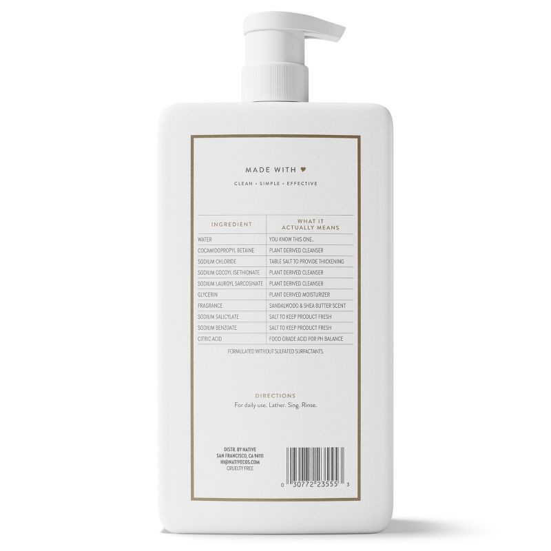 slide 12 of 12, Native Body Wash Pump - Sandalwood & Shea Butter - 36 fl oz, 36 fl oz