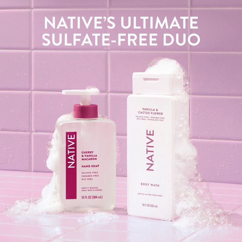 slide 9 of 12, Native Body Wash Pump - Vanilla & Cactus Flower - 36 fl oz, 36 fl oz
