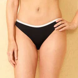 Women's Textured Low-Rise Contrast Binding Cheeky Coverage Bikini Bottom - Shade & Shore™ Black/White XL