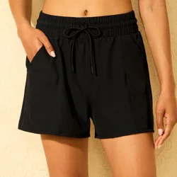 Women's Drawstring Swim Shorts - Shade & Shore™ Black M