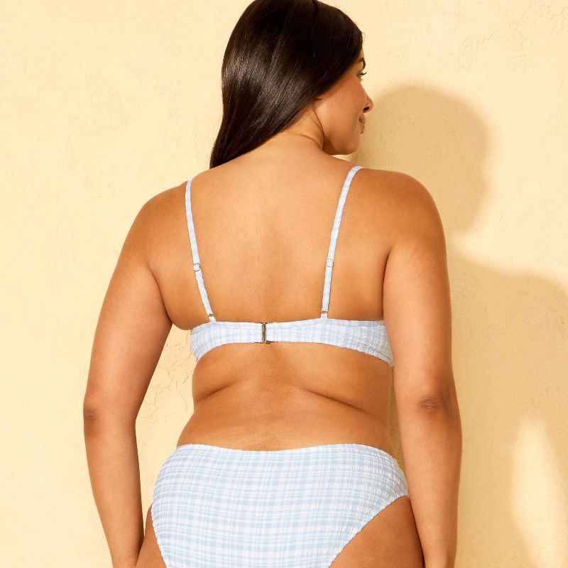 slide 5 of 5, Women's Gingham Pucker Underwire Bikini Top - Shade & Shore™ Blue XS, 1 ct