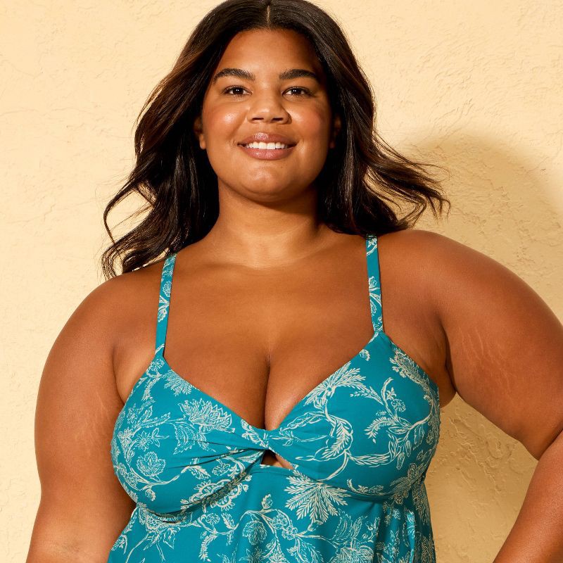 slide 3 of 3, Women's Paisley Print Tankini Top - Shade & Shore™ Teal Blue/Cream 3X, 1 ct