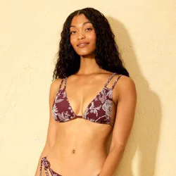 Women's Paisley Print Braided Straps Triangle Bikini Top - Shade & Shore™ Burgundy L
