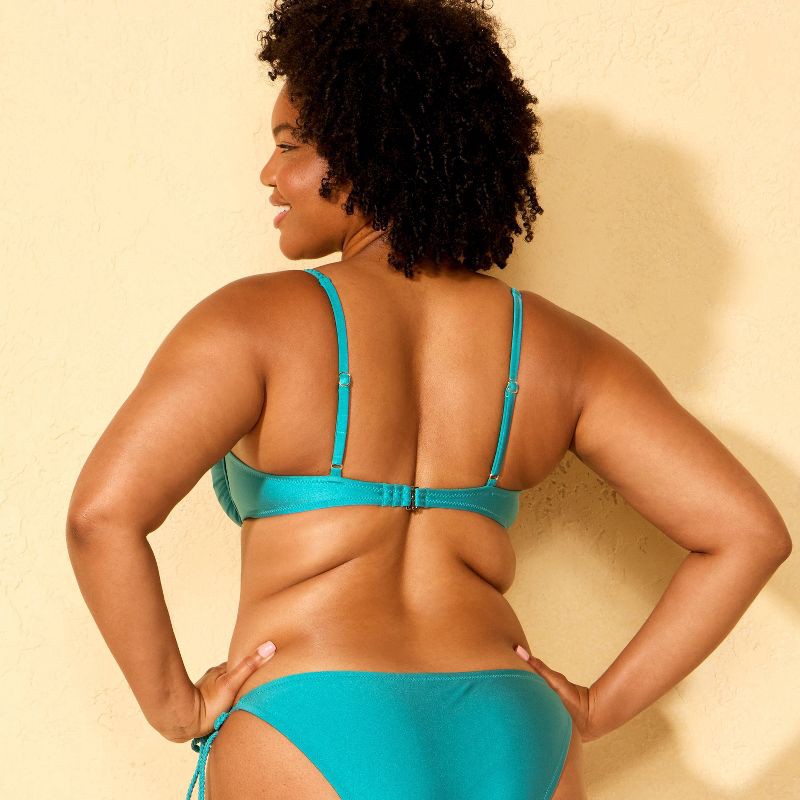 slide 5 of 5, Women's High Shine Braided Straps Underwire Bikini Top - Shade & Shore™ Blue XL, 1 ct