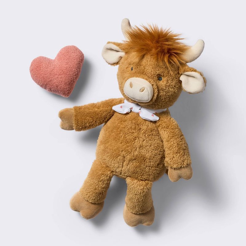 slide 3 of 3, Cow Plush Stuffed Animal Toy with Detachable Rattle - Cloud Island™, 1 ct