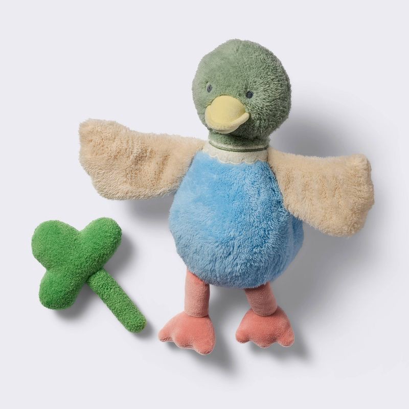 slide 3 of 3, Duck Plush Stuffed Animal Toy with Detachable Rattle - Cloud Island™, 1 ct