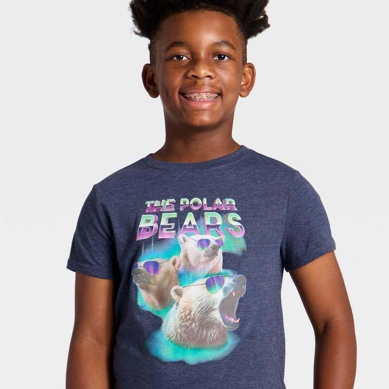 slide 2 of 4, Boys' Short Sleeve 'The Polar Bears' Graphic T-Shirt - Cat & Jack™ Navy Blue S, 1 ct