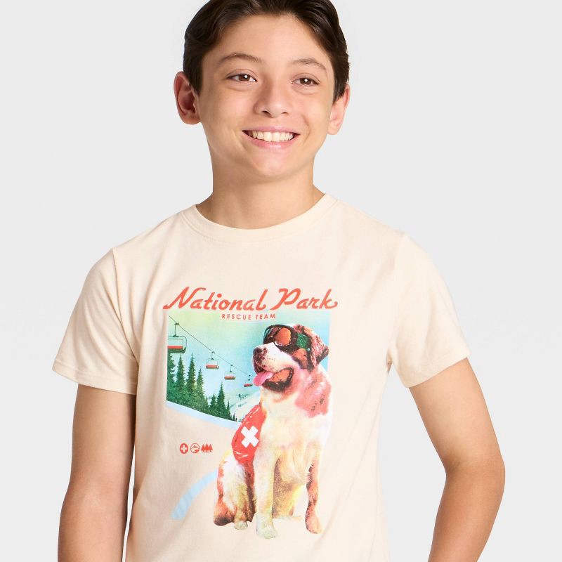 slide 2 of 4, Boys' Short Sleeve 'National Park' Dog Graphic T-Shirt Cat & Jack™ Cream M, 1 ct