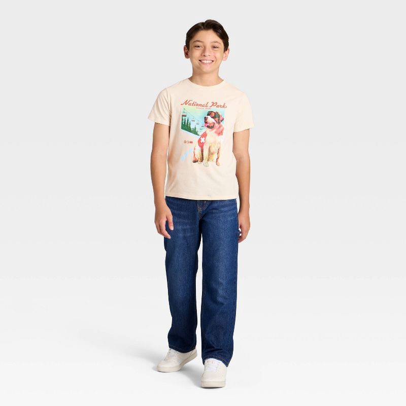 slide 4 of 4, Boys' Short Sleeve 'National Park' Dog Graphic T-Shirt Cat & Jack™ Cream XL, 1 ct