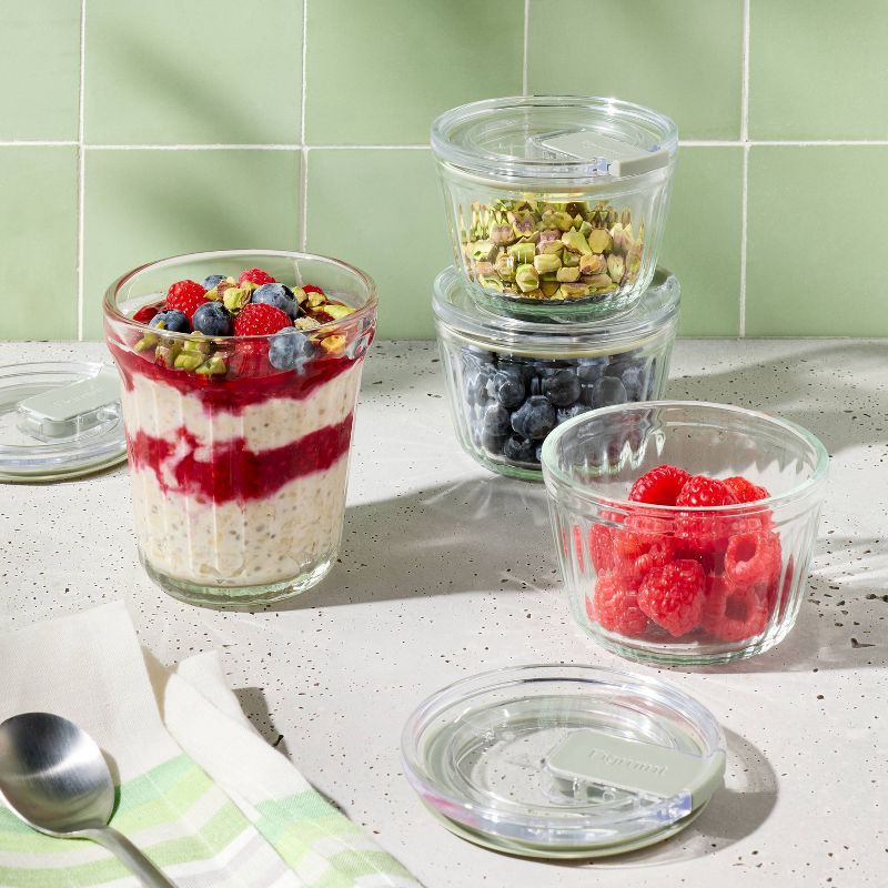 slide 2 of 4, 6pc (Set of 3) 1c Round Glass Food Storage Container - Figmint™, 6 ct