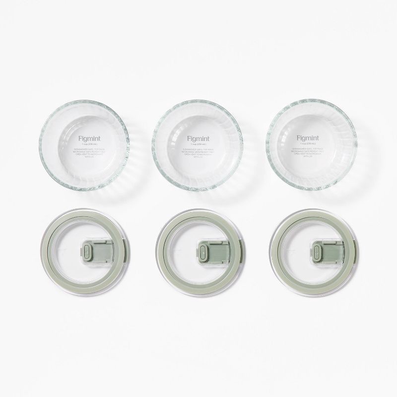 slide 3 of 4, 6pc (Set of 3) 1c Round Glass Food Storage Container - Figmint™, 6 ct