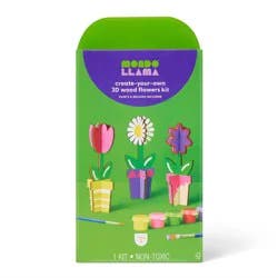 3ct Wood 3D Flowers Painting Craft Activity Kit - Mondo Llama™