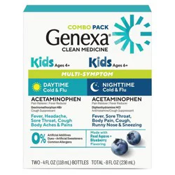 Genexa Kids' Daytime & Nighttime Multi-Symptom Cold & Flu Syrup - Acetaminophen - Blueberry - 8oz/2ct