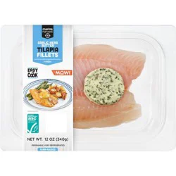 Marine Harvest by MOWI Garlic Herb Butter Filleted Raw Tilapia - Frozen - 12oz