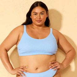 Women's Smocked Bralette Bikini Top - Wild Fable™ Light Blue 1X