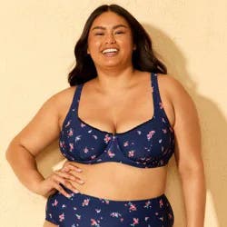 Women's Floral Print Underwire Bikini Top - Wild Fable™ Navy Blue 17