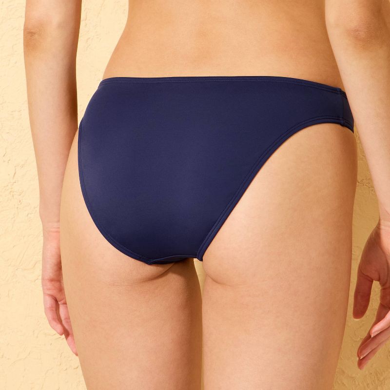 slide 2 of 5, Women's Solid Tricot Low-Rise Medium Coverage Bikini Bottom - Wild Fable™ Navy Blue L, 1 ct
